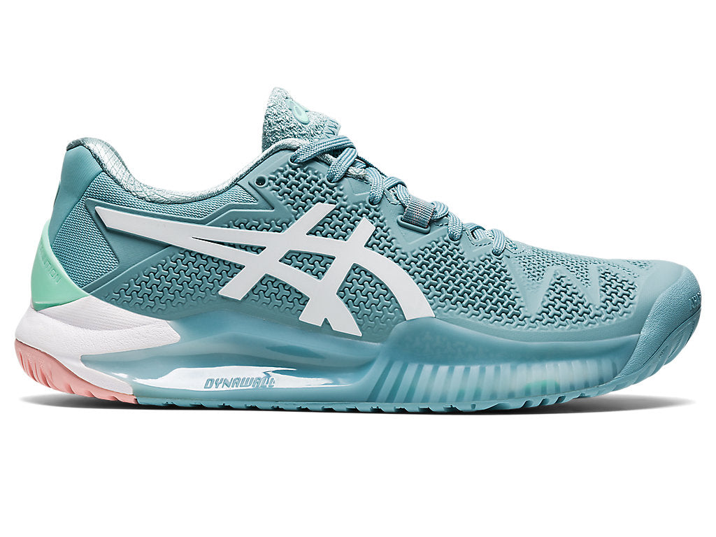 Women's Asics Gel-Resolution 8, Smoke Blue/White, 9 B Medium