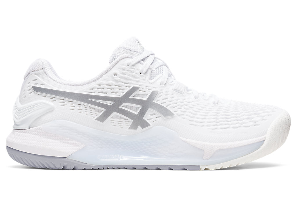 Women's Asics Gel-Resolution 9, White/Pure Silver, 7.5 B Medium