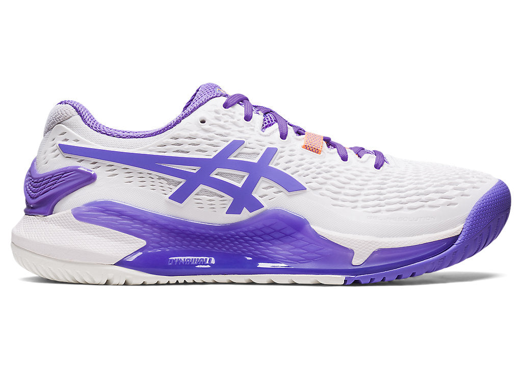 Women's Asics Gel-Resolution 9, White/Amethyst, 9 D Wide