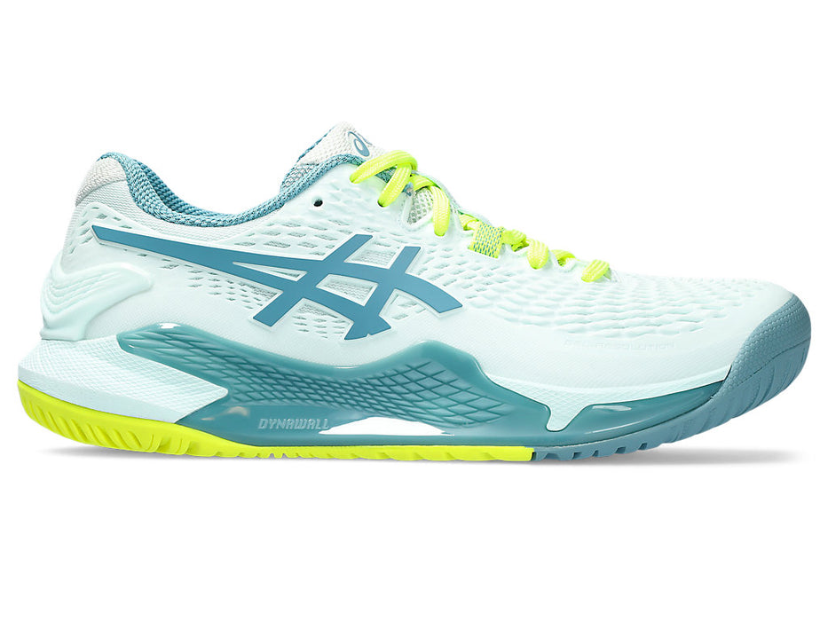 Women's Asics Gel-Resolution 9, Soothing SEA/GRIS Blue, 10 D Wide