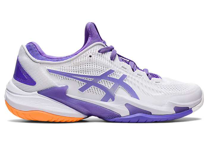 Women's Asics Court FlyteFoam 3, White/Amethyst, 11 B Medium