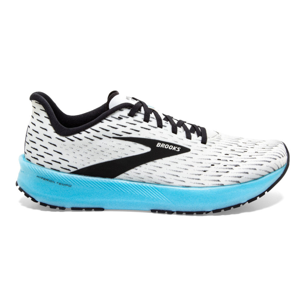 Men's Brooks Hyperion Tempo, White/Black/Iced Aqua, 12.5 D Medium