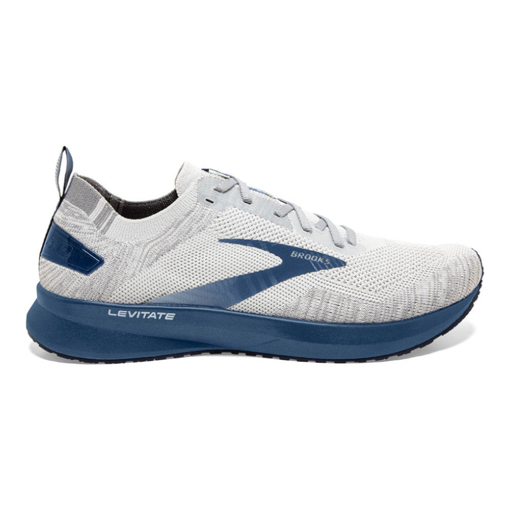 Men's Brooks Levitate 4, Grey/Oyster/Blue, 7 D Medium