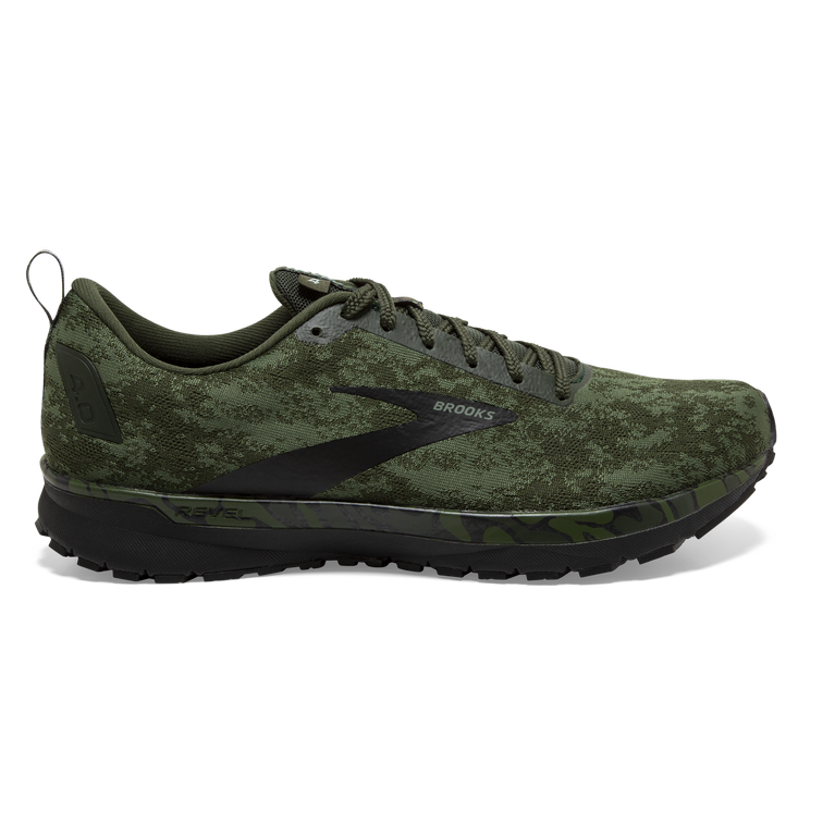 Men's Brooks Revel 4, Bronze Green/Black/Green, 10.5 D Medium