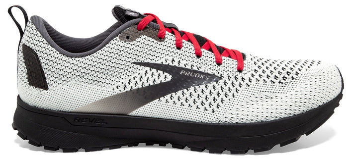 Men's Brooks Revel 4, White/Black/Red, 14 D Medium