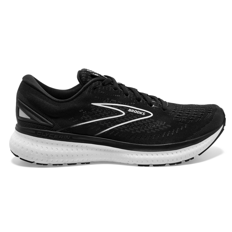Men's Brooks Glycerin 19, Black/White, 8 D Medium