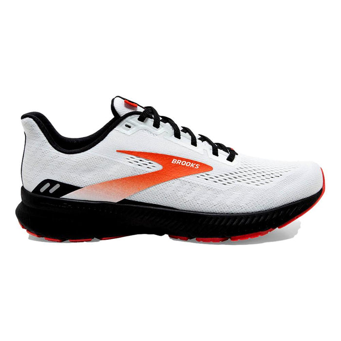 Men's Brooks Launch 8, White/Black/Red Clay, 9 D Medium