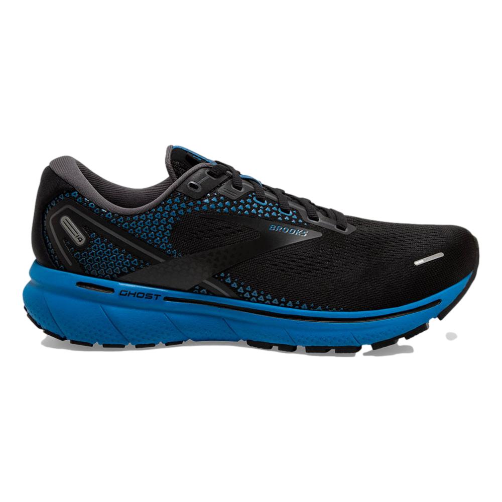 Men's Brooks Ghost 14, Black/Blackened Pearl/Blue, 9.5 2E Wide