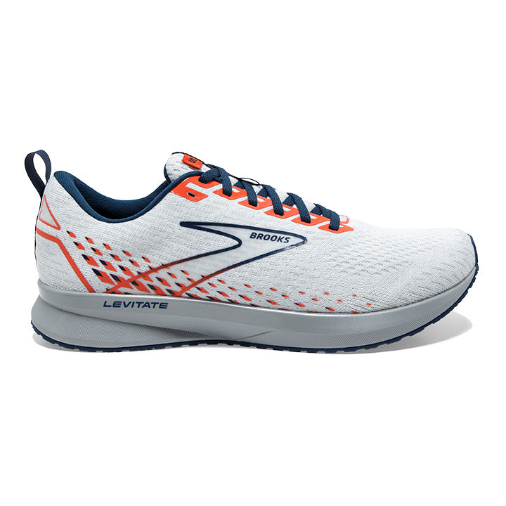 Men's Brooks Levitate 5, White/Titan/Flame, 13 D Medium