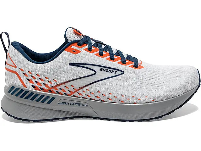 Men's Brooks Levitate GTS 5, White/Titan/Flame, 8 D Medium