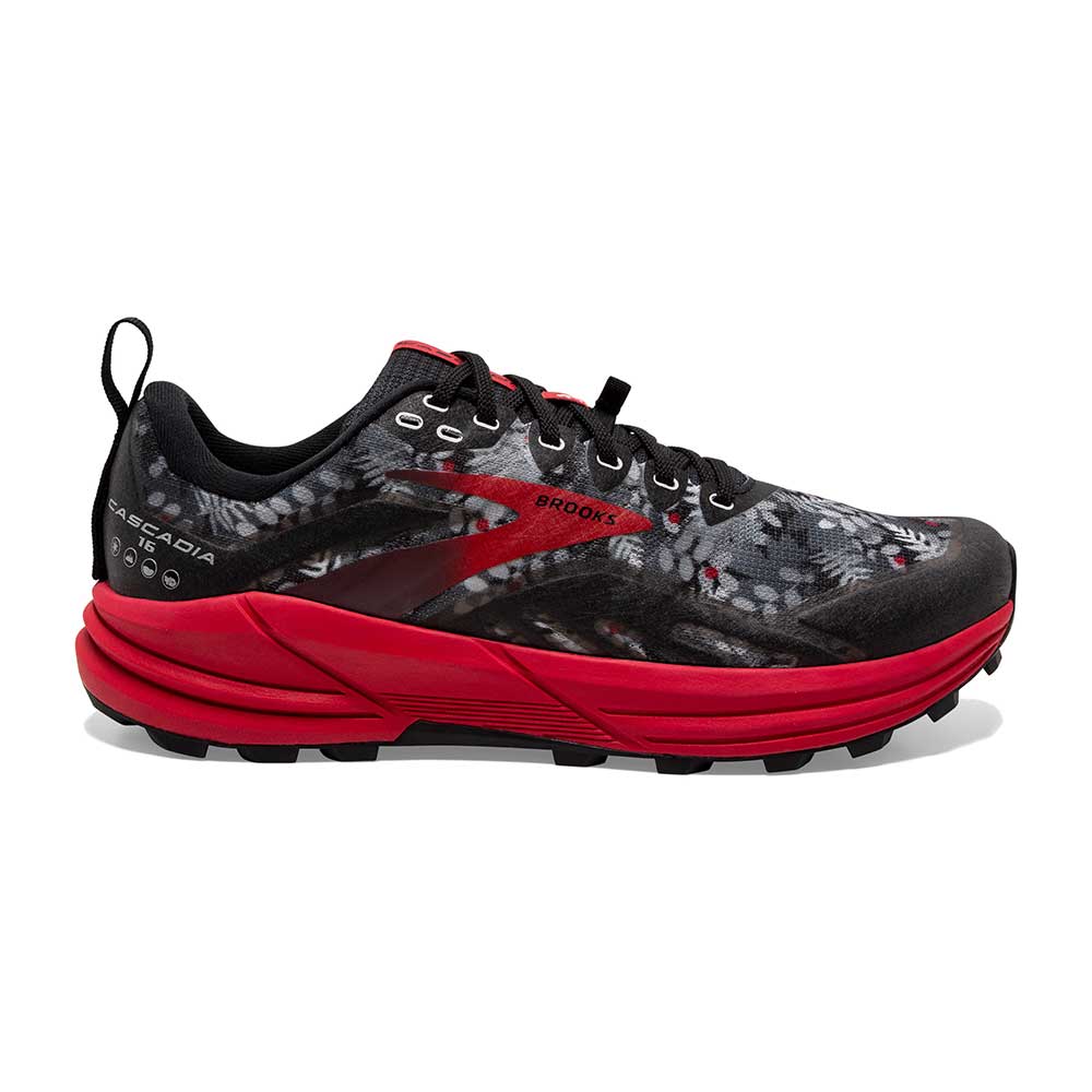 Men's Brooks Cascadia 16, Black/Grey/Red, 11 D Medium