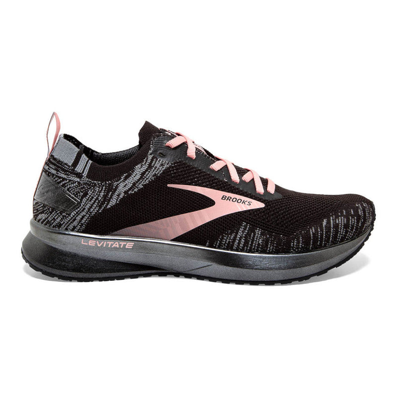 Women's Brooks Levitate 4, Black/Grey/Coral Cloud, 10.5 B Medium