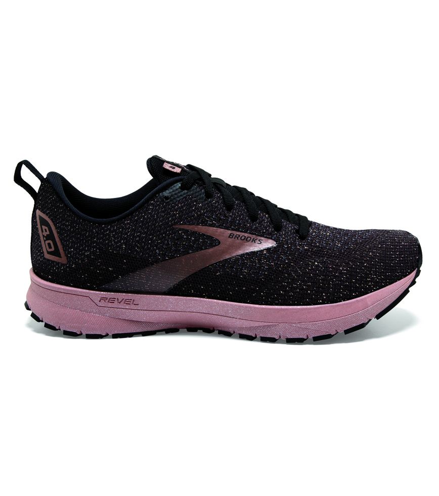 Women's Brooks Revel 4, Black/Ebony/Rose Gold, 10 B Medium
