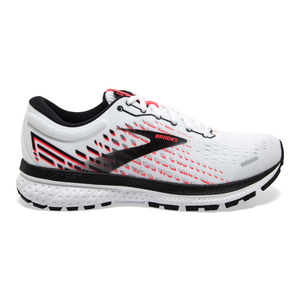 Women's Brooks Ghost 13, White/Pink/Black, 6.5 D Wide