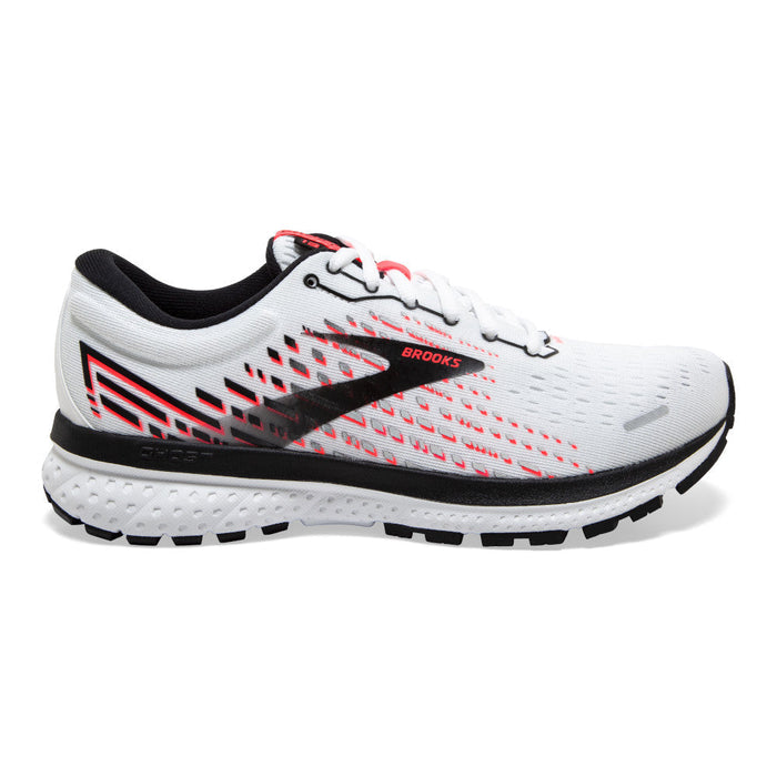 Women's Brooks Ghost 13, White/Pink/Black, 7.5 D Wide