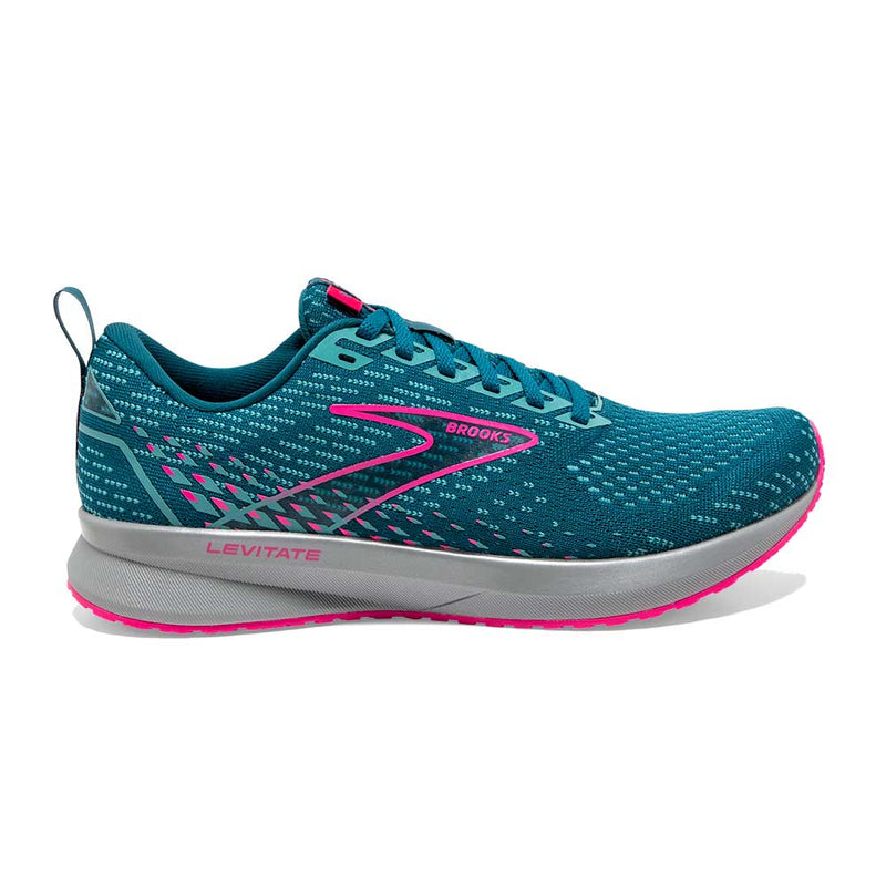 Women's Brooks Levitate 5, Blue/Porcelain/Pink, 11 B Medium