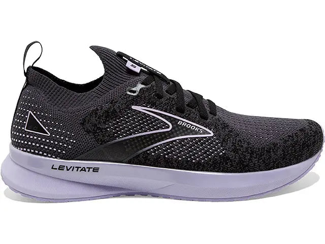 Women's Brooks Levitate StealthFit 5, Black/Ebony/Lilac, 12 B Medium