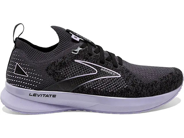 Women's Brooks Levitate StealthFit 5, Black/Ebony/Lilac, 11 B Medium
