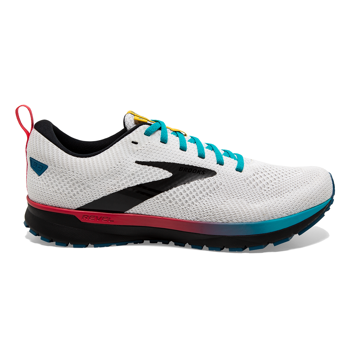 Women's Brooks Revel 5, White/Black/Bluebird, 9 B Medium