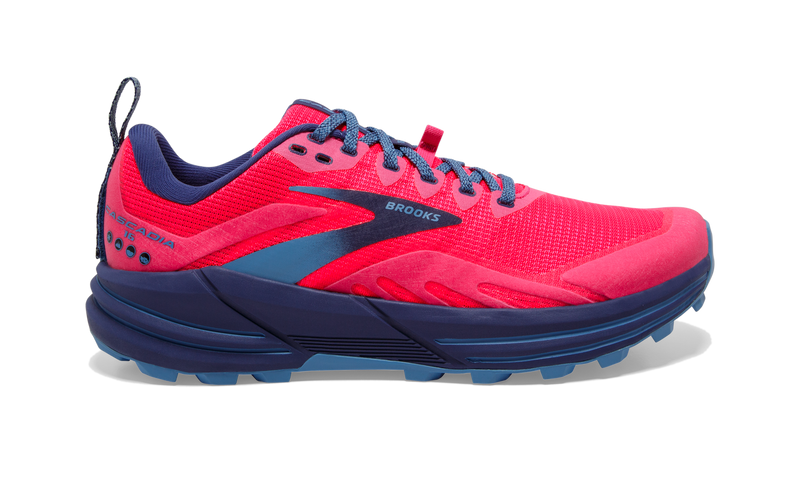 Women's Brooks Cascadia 16, Pink/Flambe/Cobalt, 10 B Medium