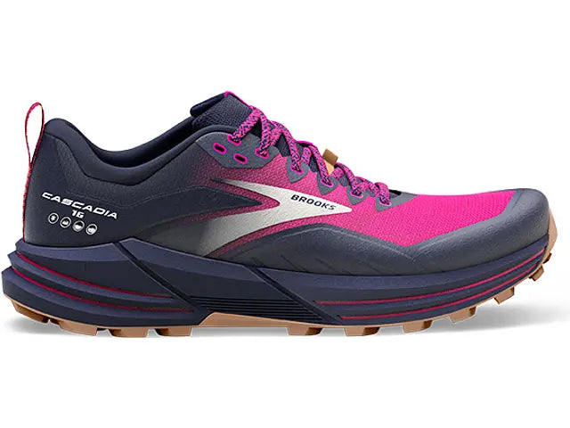 Women's Brooks Cascadia 16, Peacoat/Pink/Biscuit, 6 B Medium