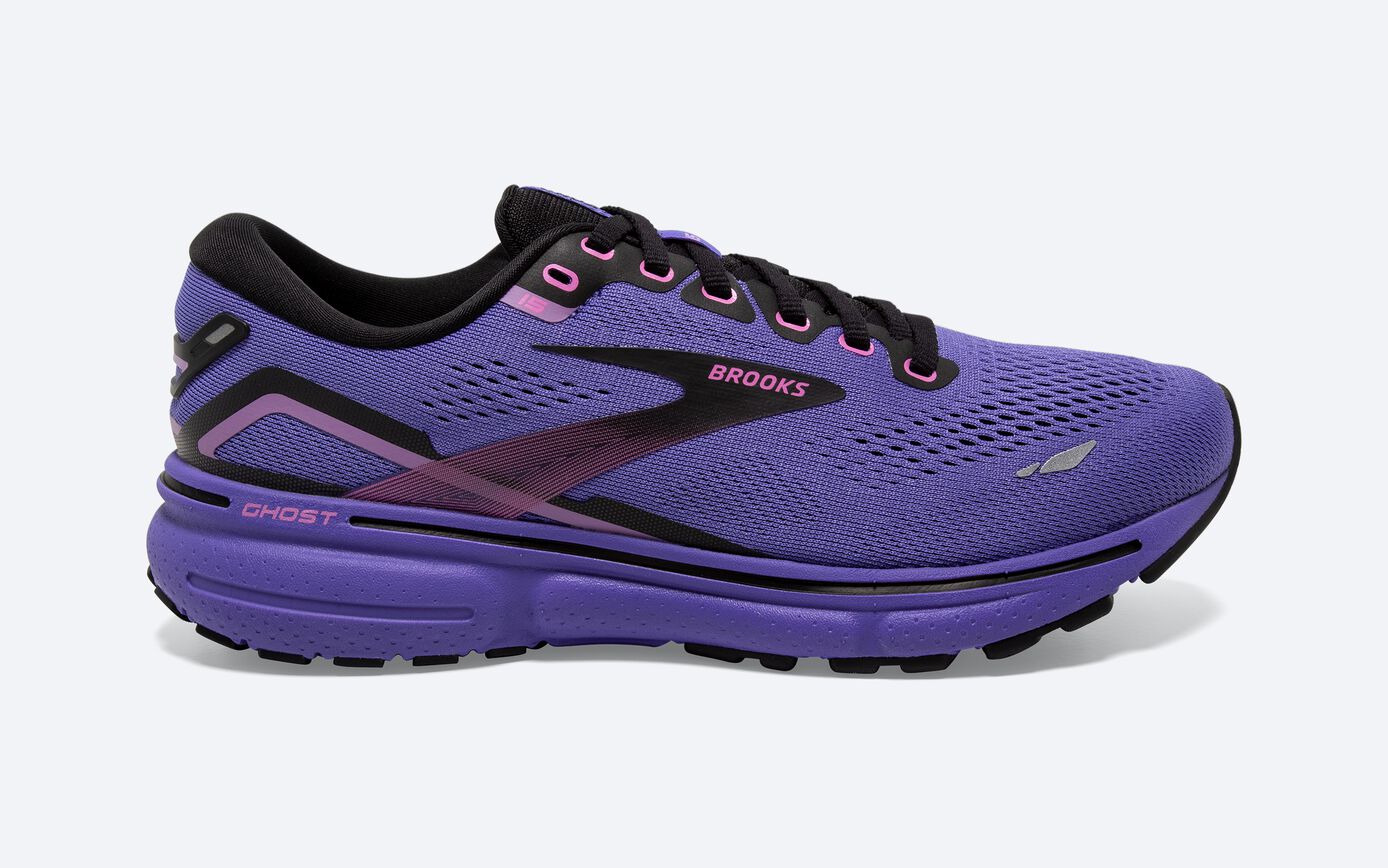 Women's Brooks Ghost 15, Purple/Pink/Black, 13 B Medium