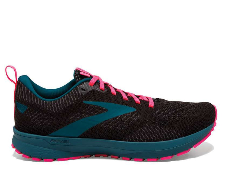 Women's Brooks Revel 5, Black/Blue/Pink, 7 B Medium