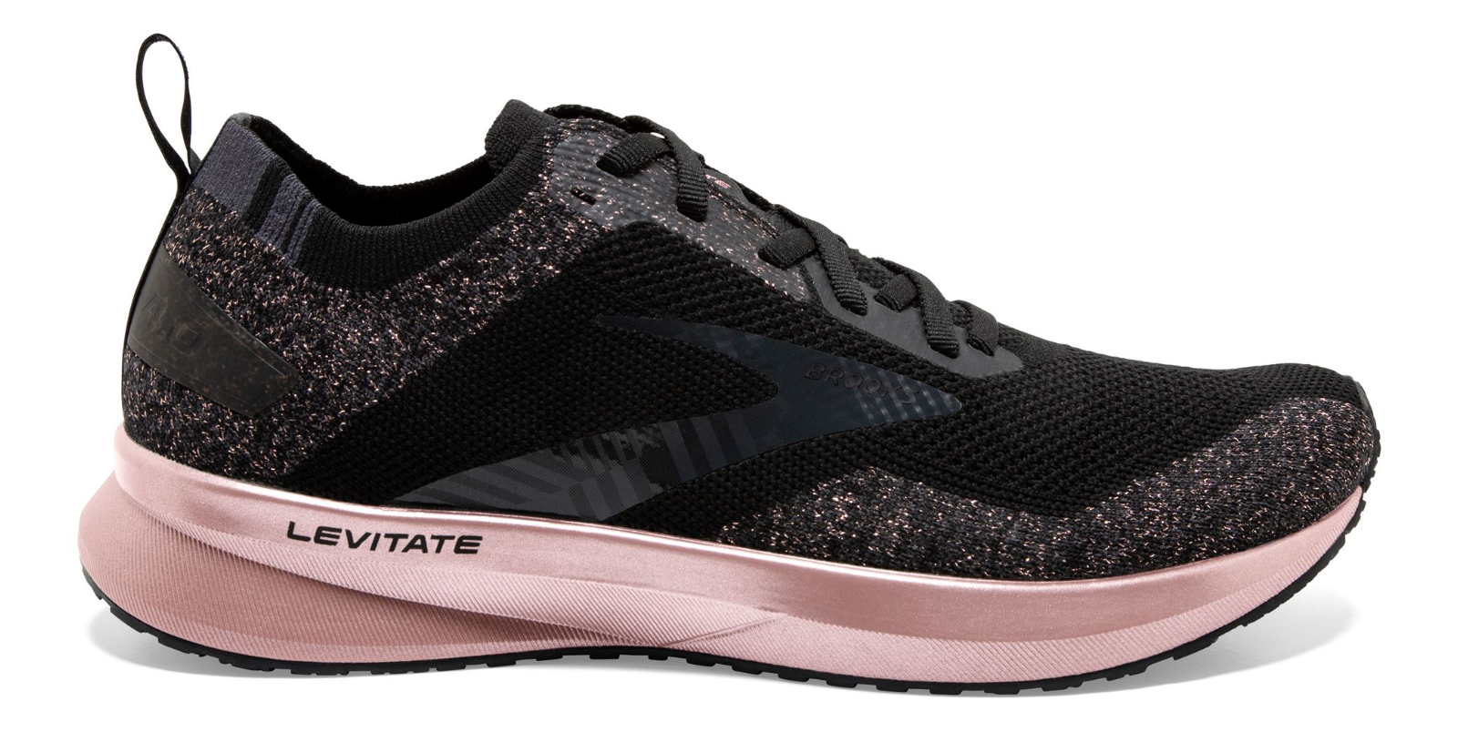Women's Brooks Levitate 4, Black/Ebony/Rose Gold, 7.5 B Medium