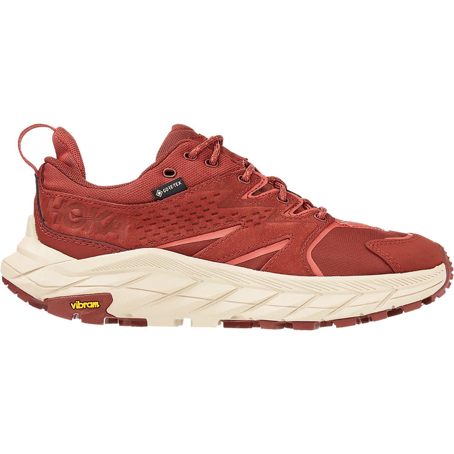 Women's Hoka Anacapa Low GTX, Cherry Mahogany/Hot Sauce, 7.5 B Medium