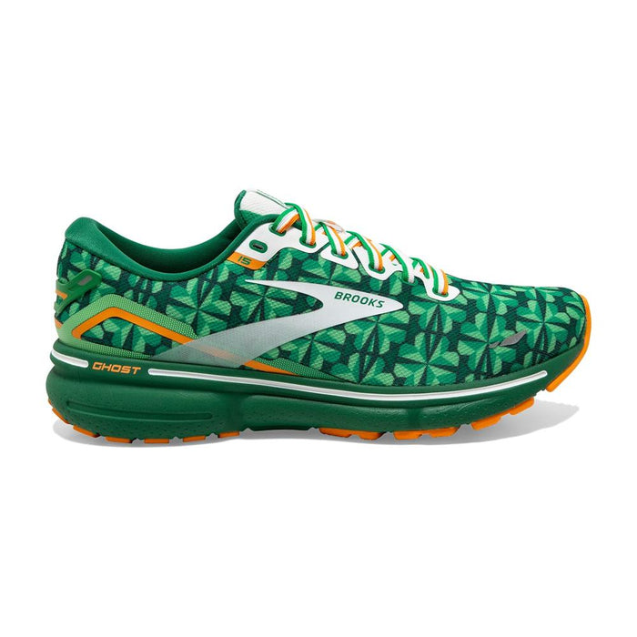 Women's Brooks Ghost 15, Green/White/Orange, 8 B Medium