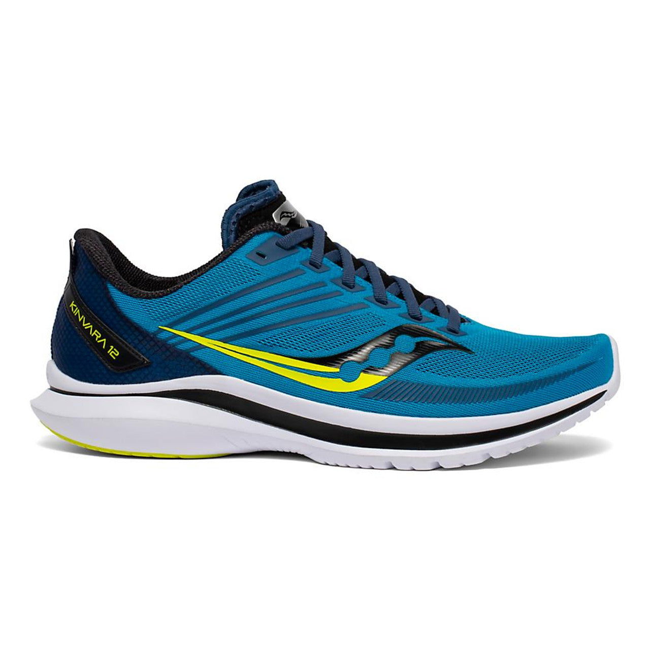 Men's Saucony Kinvara 12, Blue/Citrus, 13 2E Wide