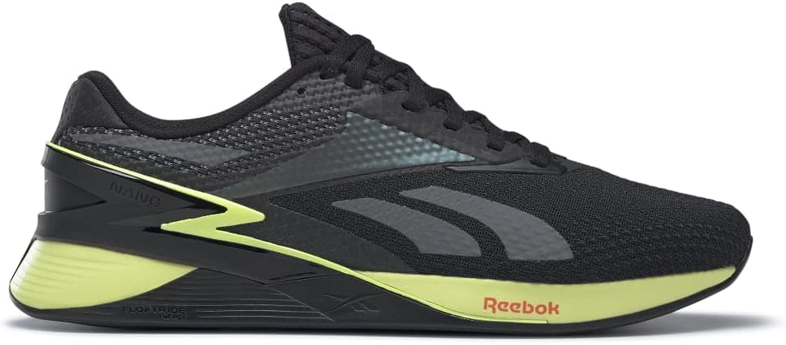 Men's Reebok Nano X3, Black/Energy Glow/Smash Orange, 5.5 D Medium