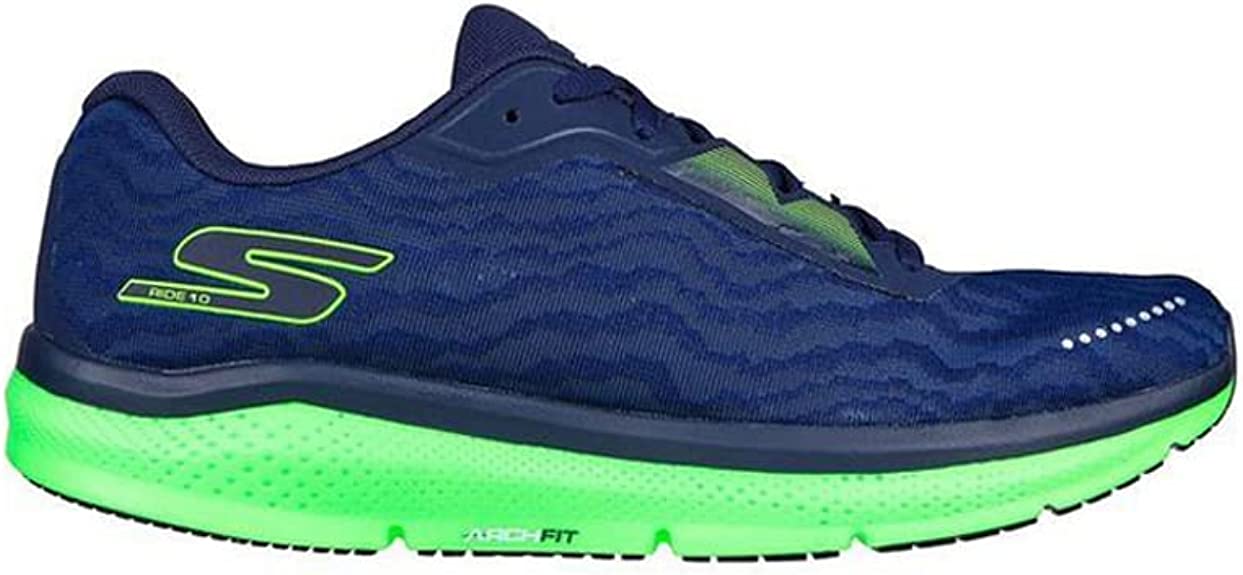 Men's Skechers GoRun Ride 10, Navy/Lime, 12 D Medium