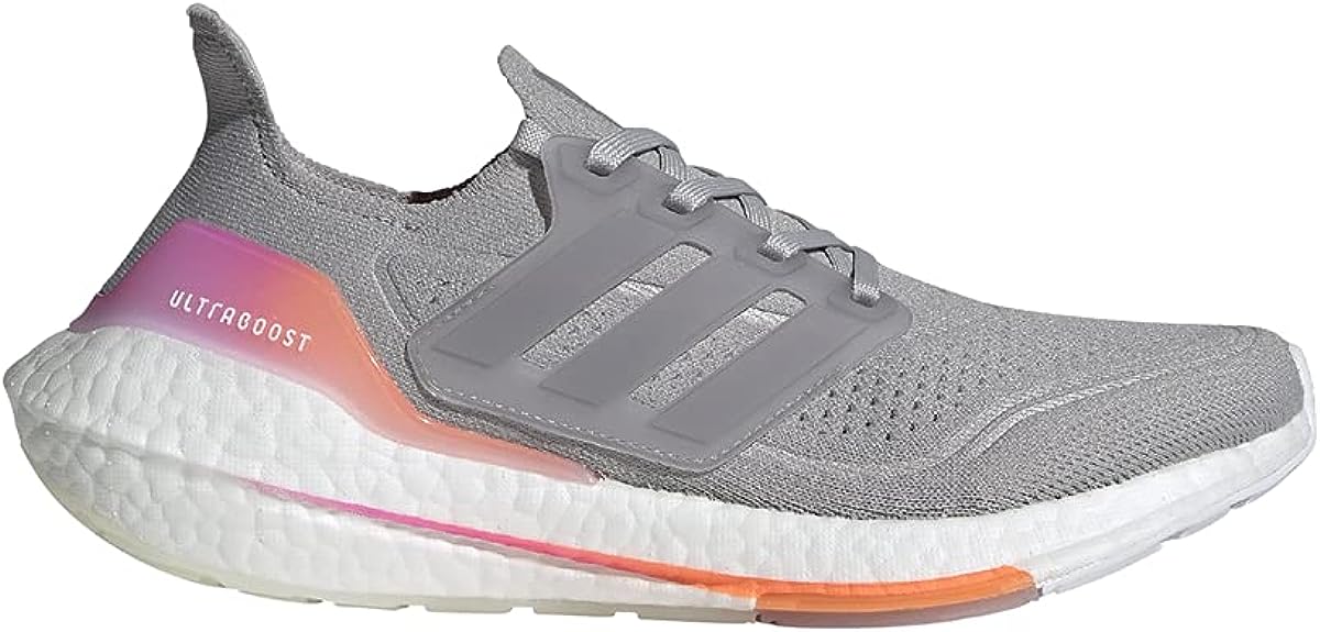 Women's Adidas Ultraboost 21, Grey/Grey/Screaming Orange, 6 B Medium