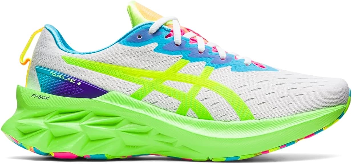 Men's Asics Novablast 2, White/Safety Yellow, 11.5 D Medium