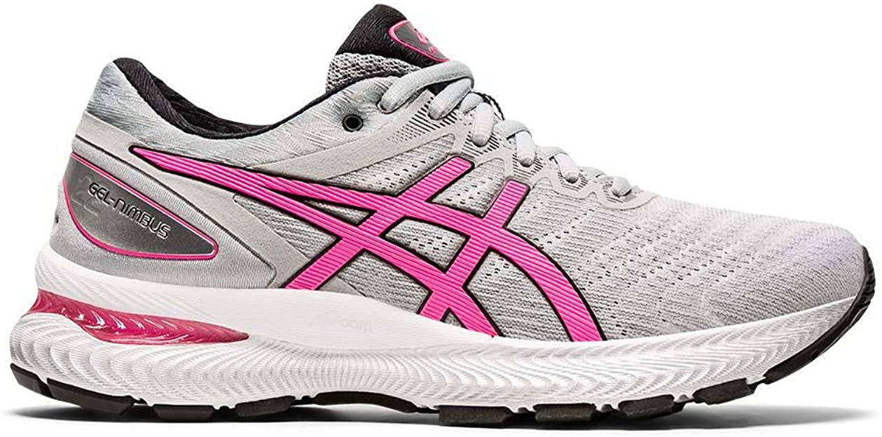 Women's Asics Gel-Nimbus 22, Piedmont Grey/HOT Pink, 10 B Medium