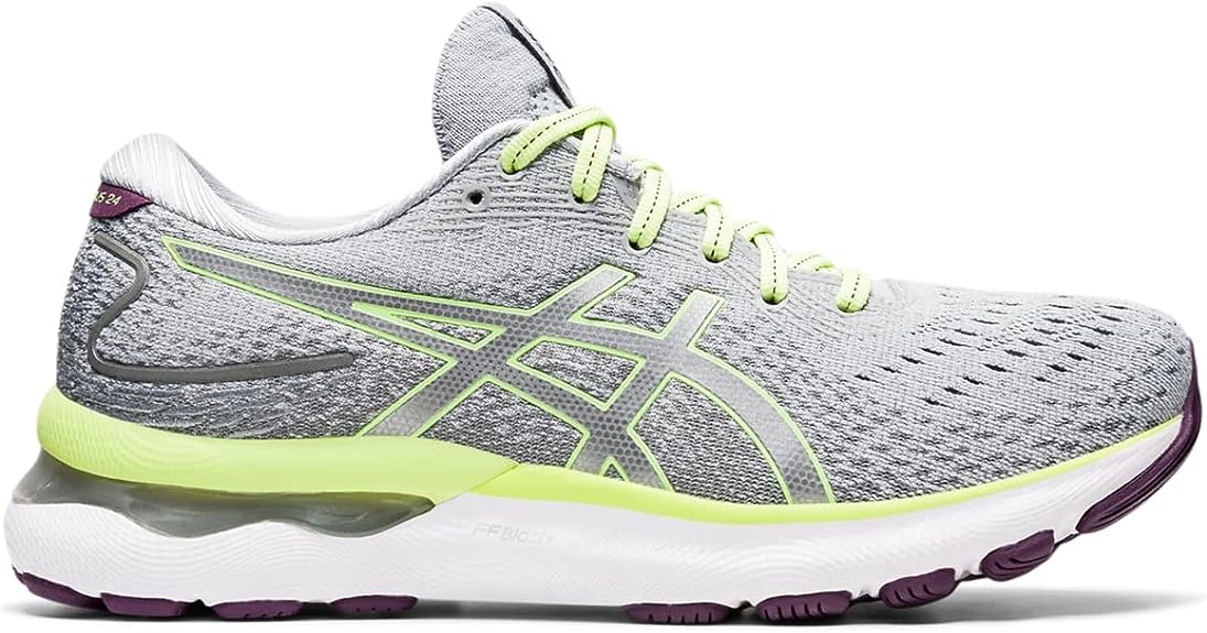 Women's Asics Gel-Nimbus 24, Piedmont Grey/Lime Green, 9.5 D Wide