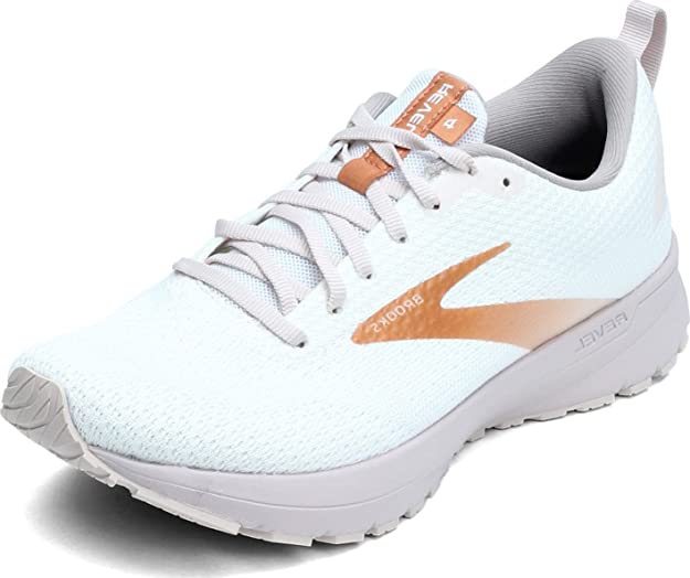 Women's Brooks Revel 4, White/Hushed Violet/Copper, 6.5 B Medium