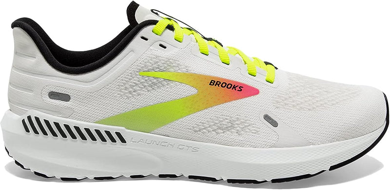 Men's Brooks Launch 9, White/Pink/Nightlife, 8.5 D Medium