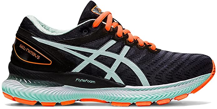 Women's Asics Gel-Nimbus 22, Black/BIO Mint, 8 B Medium