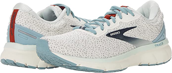 Women's Brooks Trace, Whisper White/Tourmaline/Aqua, 6.5 B Medium