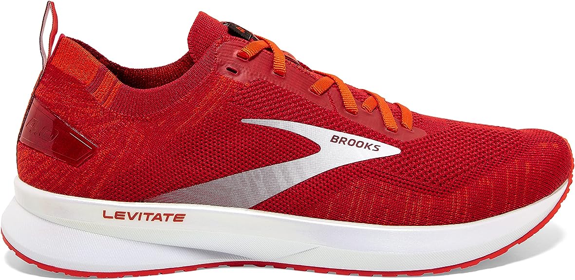 Men's Brooks Levitate 4, Red/Cherry Tomato/White, 8.5 D Medium