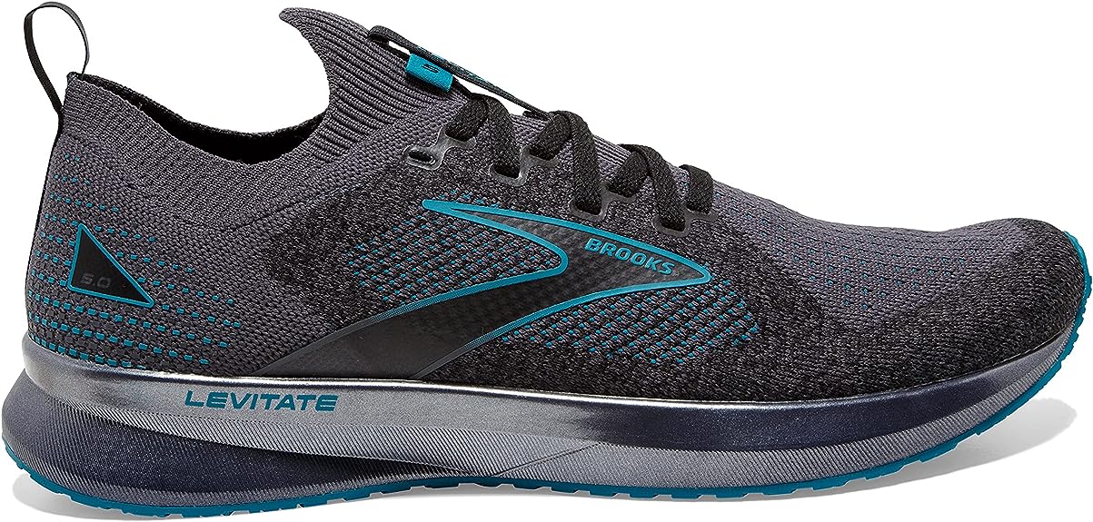 Men's Brooks Levitate StealthFit 5, Black/Ebony/Crystal Teal, 9 D Medium