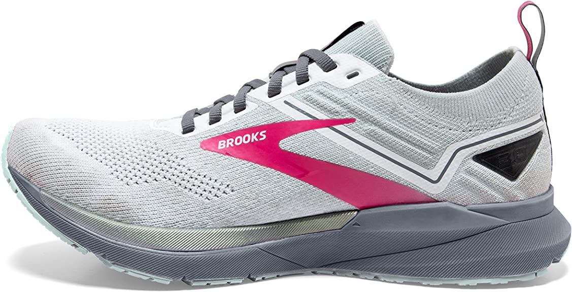 Women's Brooks Ricochet 3, White/Ice Flow/Pink, 10 B Medium