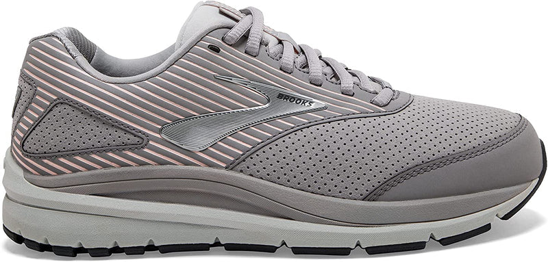 Women's Brooks Addiction Walker Suede, Alloy/Oyster/Peach, 7.5 D Wide