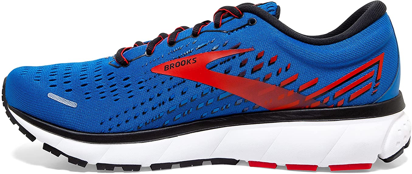 Men's Brooks Ghost 13, Blue/Red/White, 8 D Medium