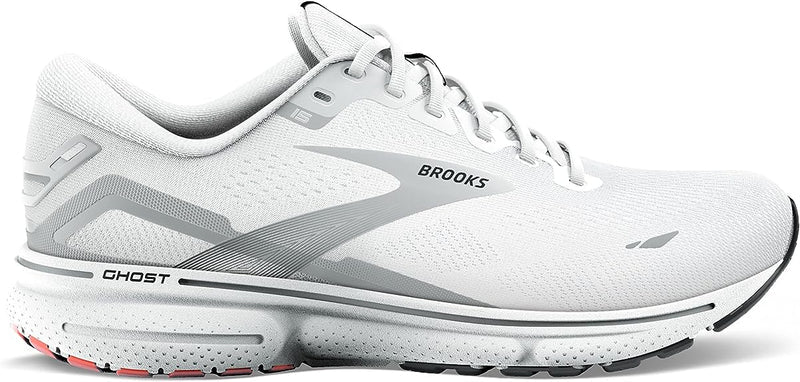 Men's Brooks Ghost 15, White/Black/Flame, 8 D Medium