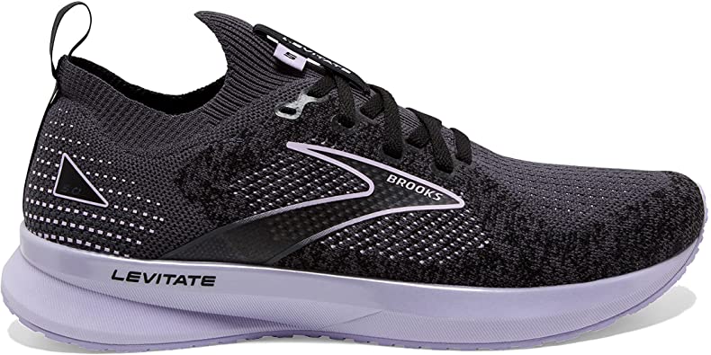 Women's Brooks Levitate Stealthfit 5, Black/Ebony/Lilac, 9.5 B Medium