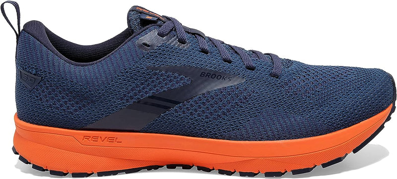 Men's Brooks Revel 5, Titan/Peacoat/Flame, 9.5 D Medium