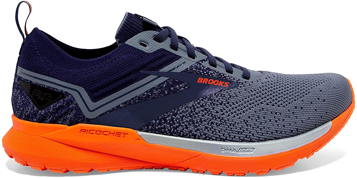 Men's Brooks Ricochet 3, Navy/Grey/Scarlet, 9.5 D Medium